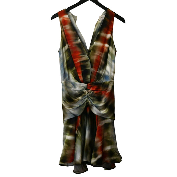 Silvia Tcherassi Mini Dress Size XS Extra Small Satin Silk Red Green Sleeveless - Picture 1 of 10